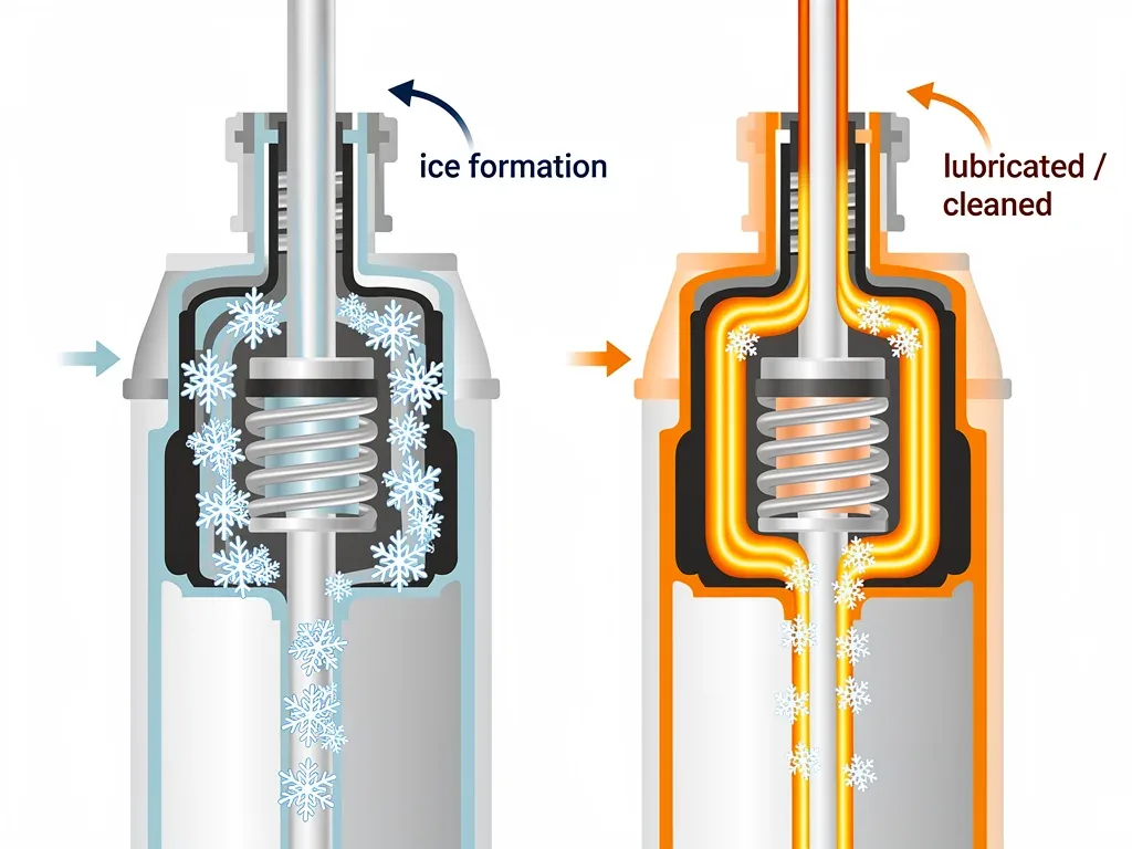Diagram illustrating aerosol valve freezing prevention.