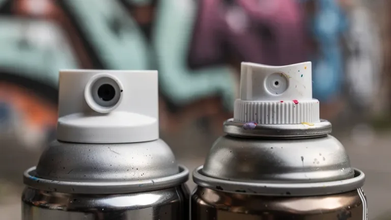 Detailed comparison of NY Fat Cap and Astro Fat spray nozzles on paint cans, highlighting their design differences for graffiti art.
