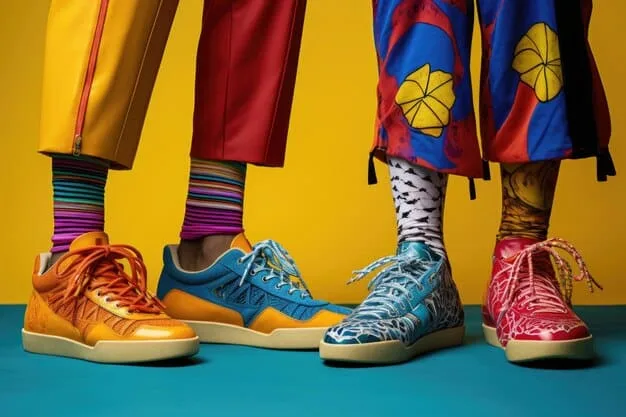 A detailed close-up of a diverse collection of iconic sneakers from different eras, showcasing their unique designs, colorways, and historical significance in streetwear fashion.