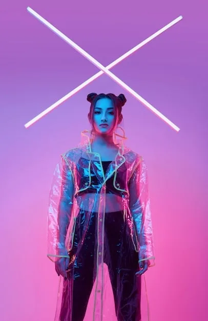 A futuristic streetwear influencer avatar in a vibrant, digitally rendered cyber-city environment, showcasing avant-garde digital clothing, with neon lights and holographic elements.