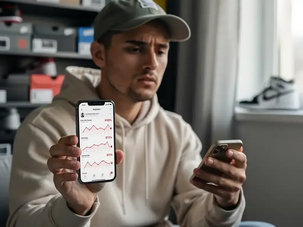 Sneaker collector monitoring deadstock market decline
