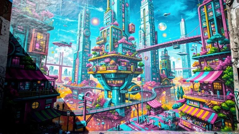 Vibrant aerosol mural under strong sunlight, illustrating long-term UV exposure