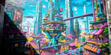 Vibrant aerosol mural under strong sunlight, illustrating long-term UV exposure