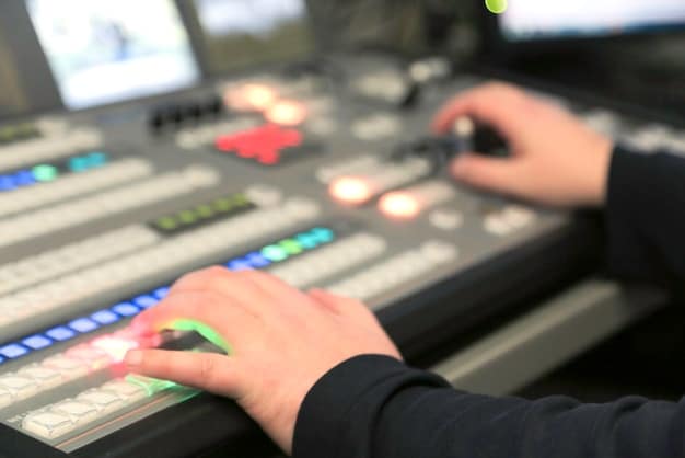 A close-up shot of a music producer's hands working on an MPC (Music Production Centre), with sound waves flowing into a digital interface, symbolizing the creative process of beatmaking with sampled sounds.