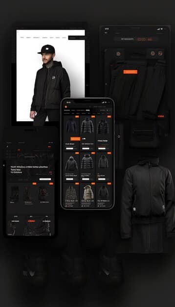 A sleek, modern e-commerce website interface displaying various types of rapper merchandise, including hoodies, vinyl records, and custom sneakers. The page is clean, showcasing high-quality product photography with diverse models.