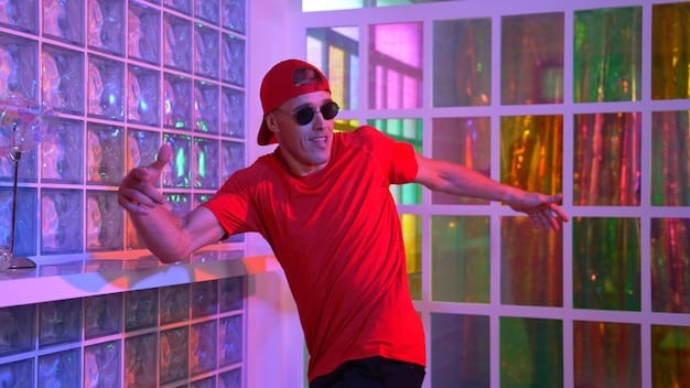 A vibrant, detailed image of an independent hip hop artist interacting with fans during a virtual meet-and-greet on a digital screen, with diverse fan avatars visible and chat bubbles, illustrating direct fan engagement.