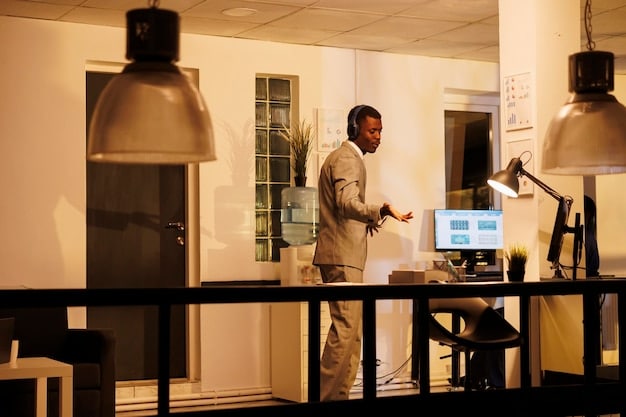 An emerging US rap artist shaking hands with a music publisher in a modern office setting. The artist has a confident expression, showcasing their readiness to negotiate and understand the terms of the agreement. The background includes framed gold and platinum records.