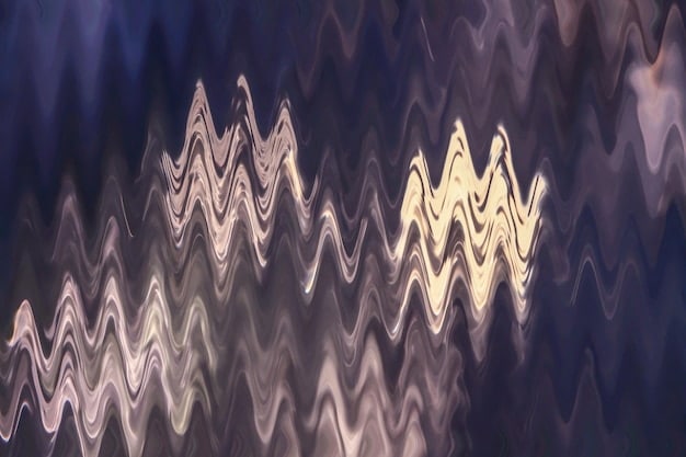 A close-up of soundwaves with a subtle watermark embedded within them, representing the use of digital watermarking to protect music.