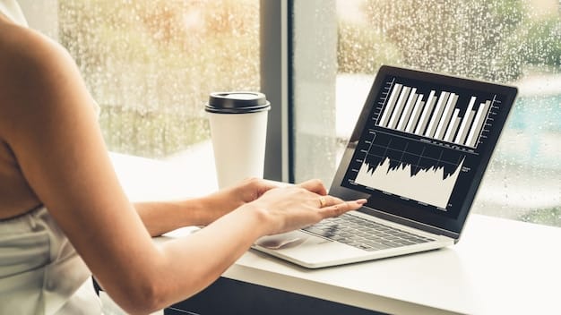 A laptop screen displaying analytics data and charts related to music streaming revenue, digital distribution performance, and online sales, indicating the importance of tracking and analyzing data for business decisions.