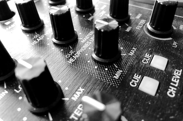 A detailed interface of a parametric EQ plugin inside a DAW (Digital Audio Workstation). The plugin shows a frequency spectrum with several EQ points adjusted, displaying different frequency curves. Labels on the axes indicate frequency (Hz) and gain (dB). The background shows a clean, modern DAW interface.