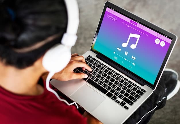 A laptop screen displaying a music streaming platform interface. The focus is on the 