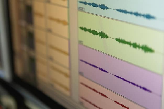 A close-up of a computer screen displaying audio editing software. The interface shows various metadata fields, such as track title, artist name, genre tags, and artwork. The colors are bright and the focus is sharp on the metadata fields.
