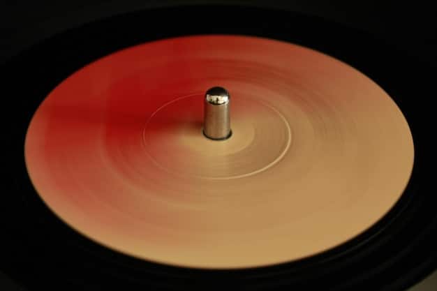 A close-up photograph of a vinyl record spinning on a turntable. The record label is visible, featuring the name of an early influential underground rap artist. The image conveys a sense of nostalgia and the tangible connection to the roots of the movement.
