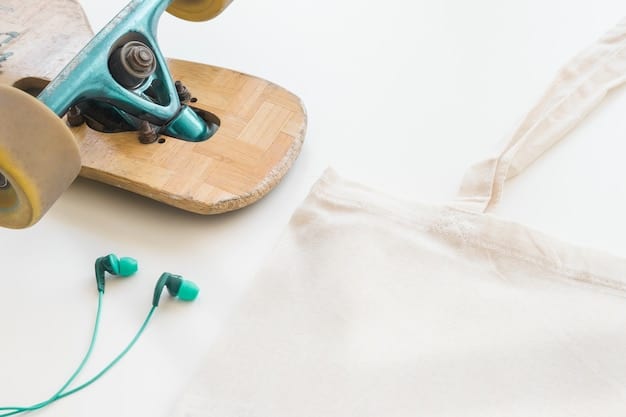 A detailed flat lay of sustainable streetwear items including a t-shirt, jeans, and sneakers, all made from eco-friendly materials, with a tag highlighting their ethical production.