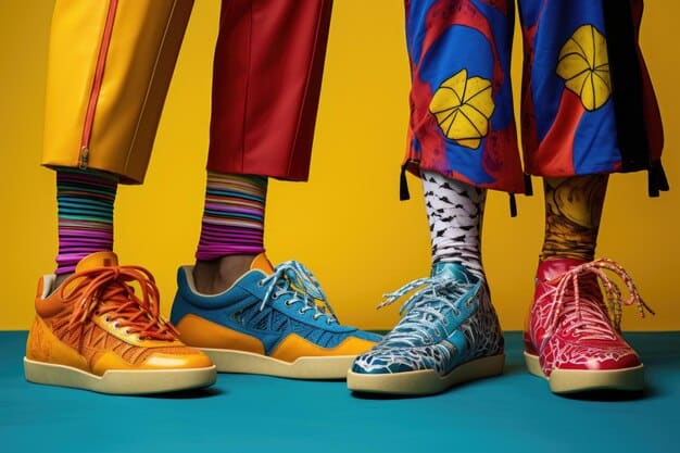 A detailed close-up of a diverse collection of iconic sneakers from different eras, showcasing their unique designs, colorways, and historical significance in streetwear fashion.
