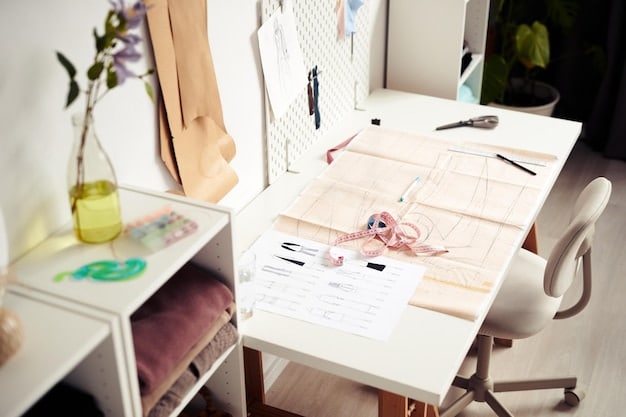 A design studio with sketches, fabric swatches, and a mood board for a streetwear collection, showcasing the creative process and collaborative environment.