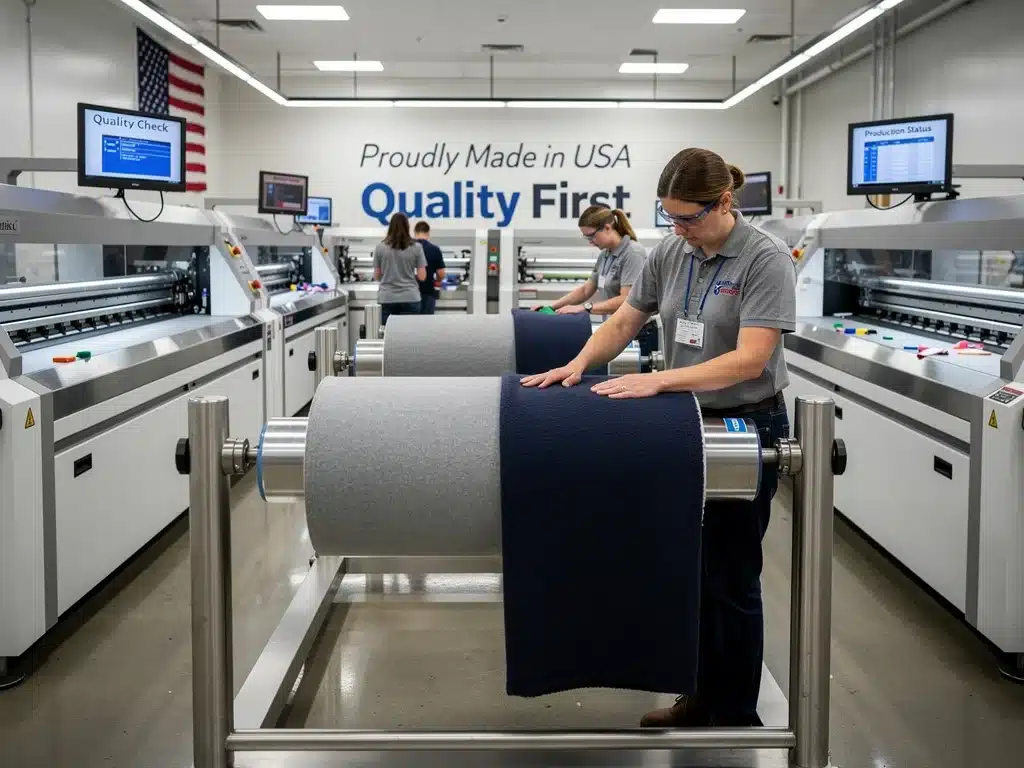 American textile factory producing high-quality fleece blanks
