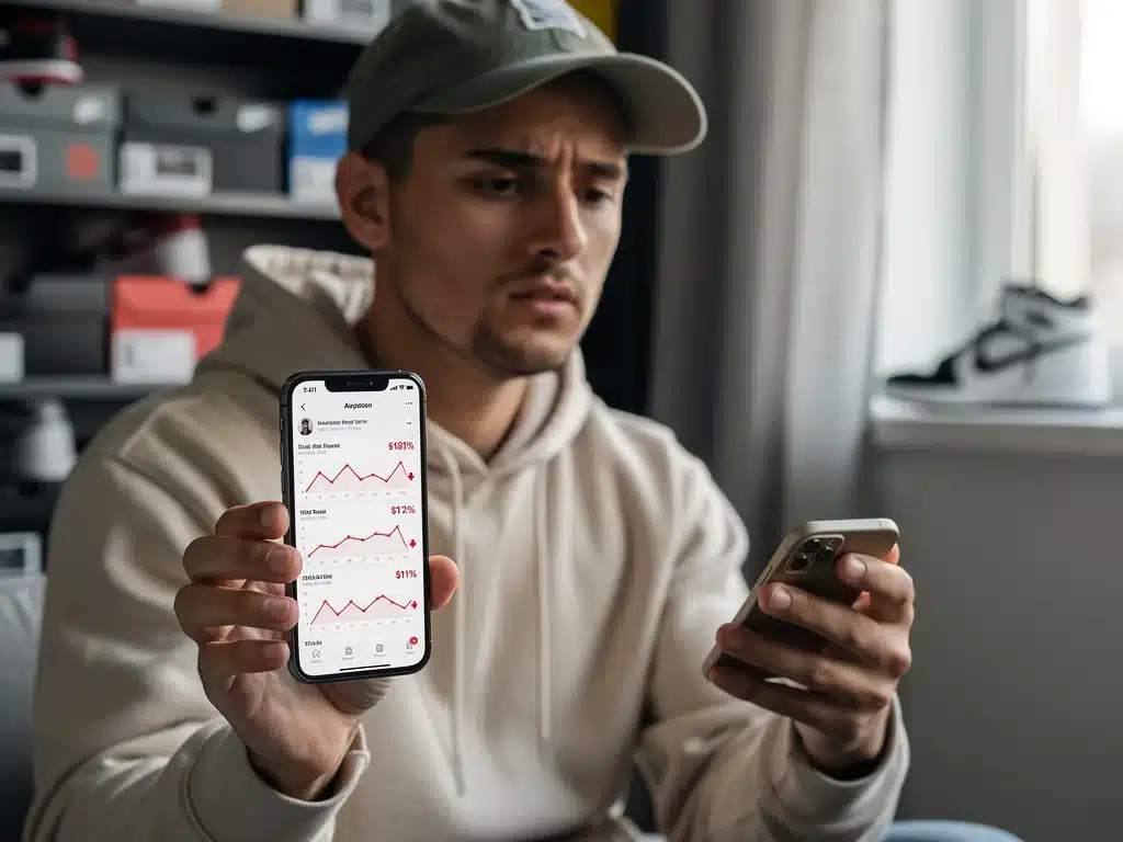 Sneaker collector monitoring deadstock market decline