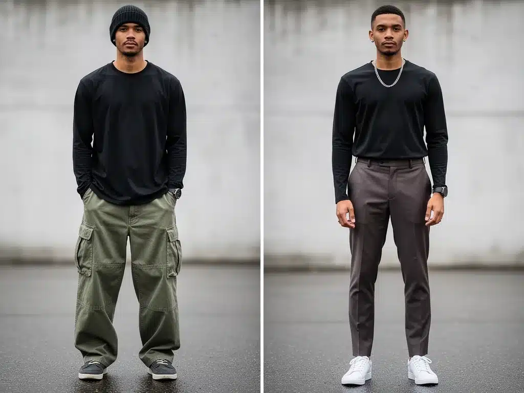 Versatile black long-sleeve tee styled in two ways